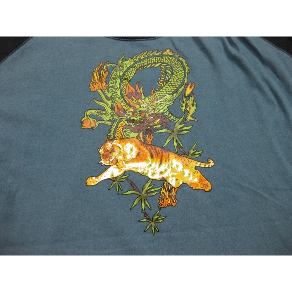 Y2K Long Sleeve T Shirt (XL) Flame Dragon Tiger Sleeve Hit Cyber Jesse Pinkman - Picture 4 of 10